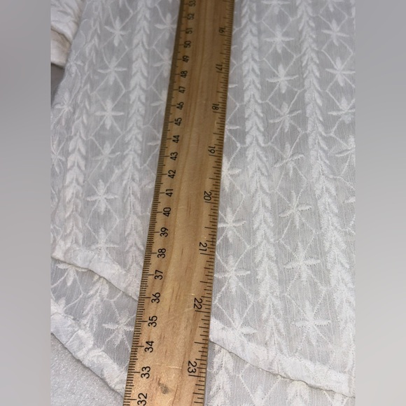 ANTHROPOLOGIE CURRENT AIR Women's White Blouse V‎ Neck Sheer Short Sleeve Medium - Picture 14 of 14